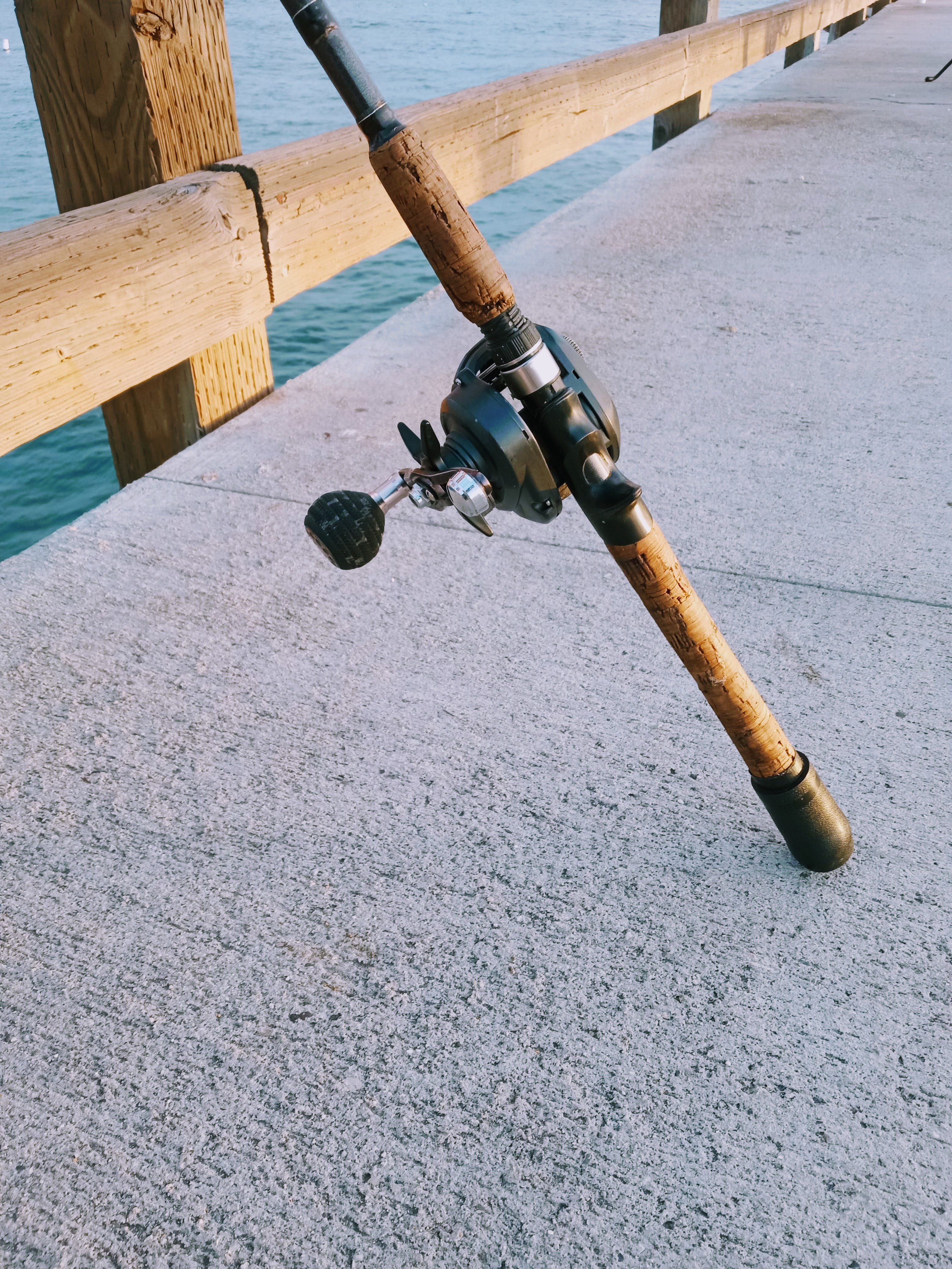 rod and reel on Balboa Pier